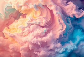 Wall Mural - A swirling mass of vibrant, multicolored clouds, thick and textured,  art,   whimsical