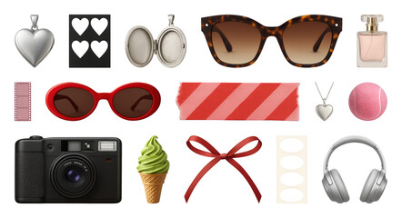 Wall Mural - png stylish accessories for modern lifestyle, element set on transparent background