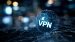 © Atmospheric stock - Global vpn network security concept with digital connected world sphere visualization