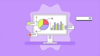 Wall Mural - computer monitor presenting detailed charts and graphs from a website seo analysis report, using adv