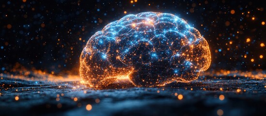 Wall Mural - Glowing human brain, neural network, AI.