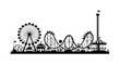 © Love U - Silhouette amusement park illustration with ferris wheel, roller coaster and carousel