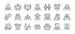 © FishCoolish - People crowd, person group, human resources, team work icons pack. Line signs office worker and employees group, staff people. Thin vector icons set for web and app outline pictograms editable stroke.