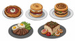 © Dimas Bayu - Gourmet comfort food illustrations showcasing a variety of popular dishes for breakfast, lunch, and dinner