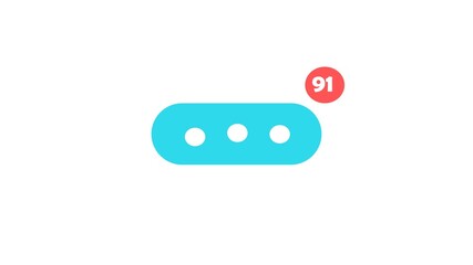Animated message bubble with three white dots, showing a red notification badge indicating a pile of unread messages.