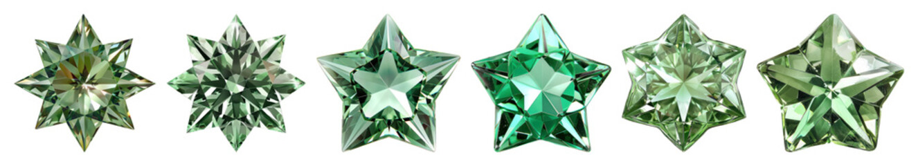 Wall Mural - Green star-shaped gemstones collection