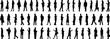 © Rifat Creatives - Black silhouette business people, professional poses, office workers, teamwork, communication, corporate crowd illustration, business attire, walking, talking, standing figures