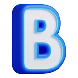 A 3d rendered blue letter b with a glowing neon outline, isolated on a transparent background