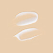 © Olexandra - Minimal skincare design: cream smears on beige background, hydration and softness concept, genuine photo, 1:1.