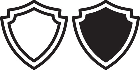 shield, simple black and white icon, minimalist design, geometric shape, silhouette, flat style, vector illustration