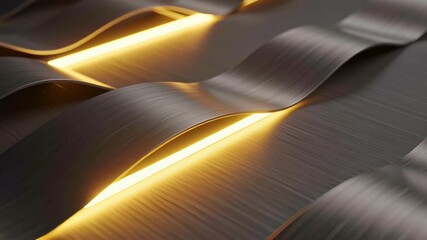 Abstract Dark Waves With Golden Light Background Pattern