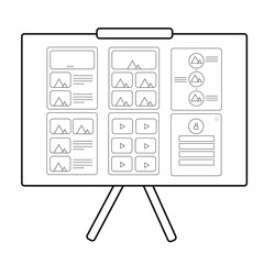 Canvas Print - Draft sketch drawing template layout framework wireframe. 