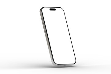 High-quality photo of a modern smartphone with a blank screen, perfect for app presentations or website mockups. Clean, minimal desig
