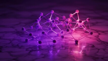 Abstract Network of Spheres and Lines Purple Toned Background