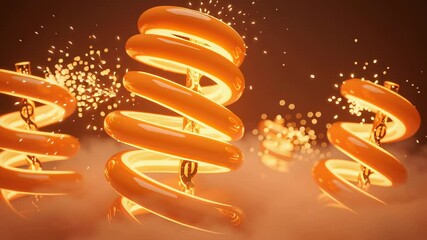 Abstract Spirals Glowing With Warm Light Against a Foggy Orange Background