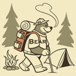 © MdAbu - bear with camping gear vintage t-shirt style