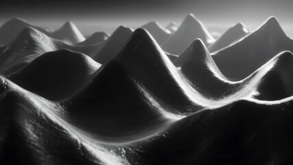 Monochrome Abstract Landscape With Smooth Peaks And Gentle Valleys Under Bright Overhead Lighting