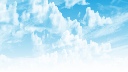 Wall Mural - Blue sky with scattered white cumulus clouds. 

