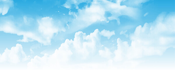 Wall Mural - Clear blue sky with a few clouds. The sky is very bright and the clouds are scattered throughout. 