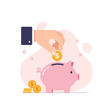 © Tisha - Mobile Banking with Piggy Bank and Coin Deposit Vector