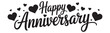 © md - Happy Anniversary text with swirling hearts and vines
