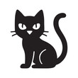 © Anastasiia - Black cat silhouette, Halloween themed, sitting pose, with curved tail.