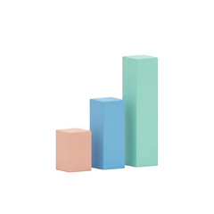 Three rectangular objects in ascending height and pastel colors on a plain background transparent background