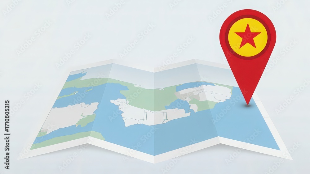 Map Pin Rounded With Star Map of the world with a red star and a red pin pointing to a location ...
