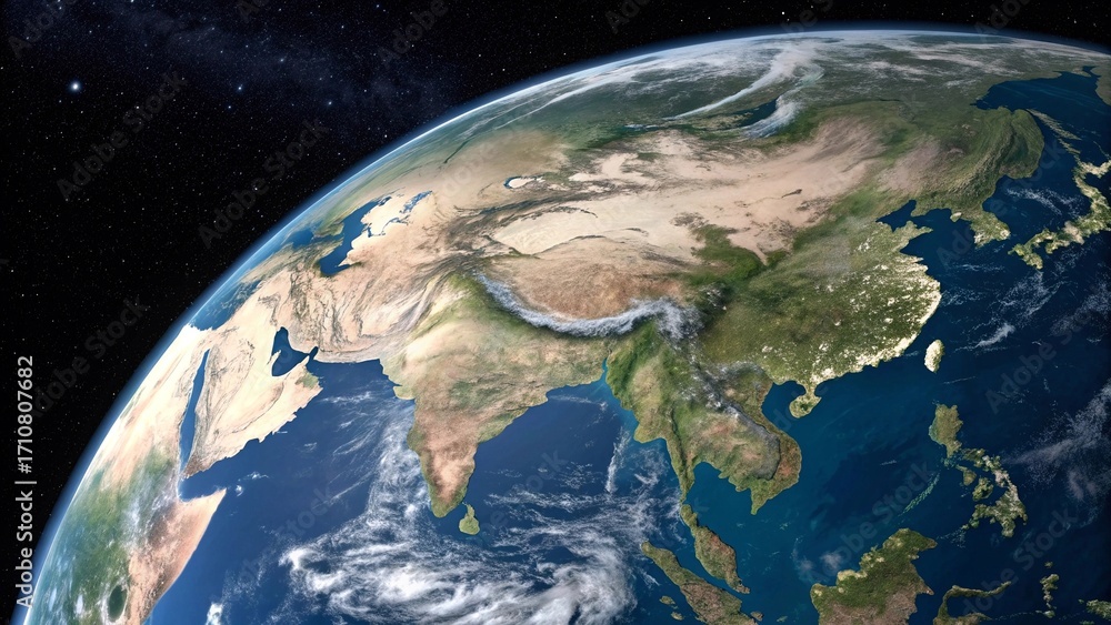 Planet Earth View of Asia from Outer Space. Satellite image showing ...