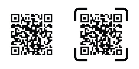 Simple black QR code icon with clean lines, ready for print and web use.