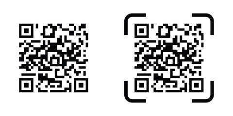 Simple black QR code icon with clean lines, ready for print and web use.
