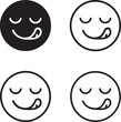 © MD.Kawsar Hossan - Yummy face icons set, four delicious smile emoji icons, black silhouette, outline, filled, thin stroke, minimal line style, editable vector, isolated design, food and fun expression symbols