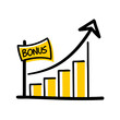 © Radha - Bonus growth chart illustration with yellow bars on black background