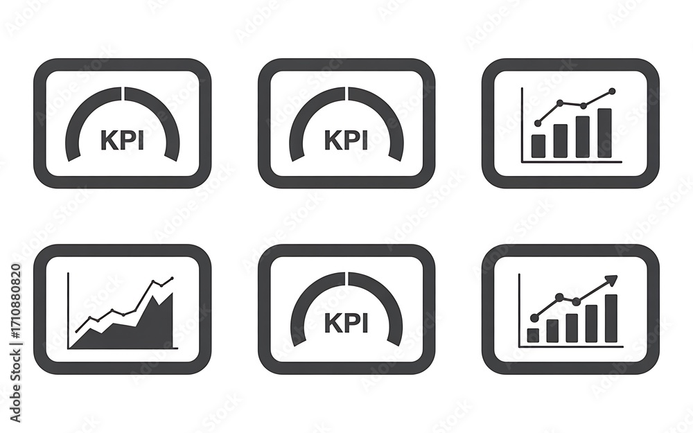 KPI Dashboard and Analytics Icons key performance indicator Stock Photo ...