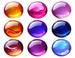 Shiny glossy button shapes, PNG