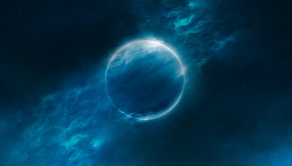 Wall Mural - fantasy mountain dark night landscape, starry sky, unknown planet, neon.