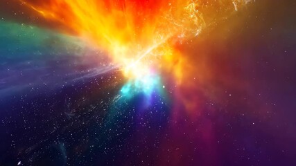 Wall Mural - A vibrant space with an abundance of stars illuminating the scene, Nebula hued with all colors radiating from a white dwarf star, AI Generated