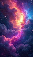 Wall Mural - Vibrant, swirling nebula of iridescent colors, cosmic dust and mystical energy flow, ethereal and otherworldly scene Perfect for fantasy, magic, spirituality themes , colorful, colours
