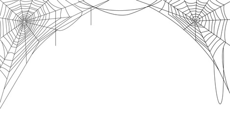 Vector simple illustration of black spiderweb in the corner - halloween decoration element