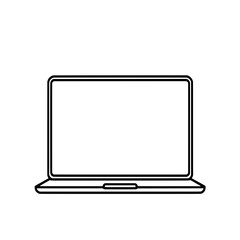 Single Laptop Icon: Black Outline on White Background - Simple, Minimalist Design