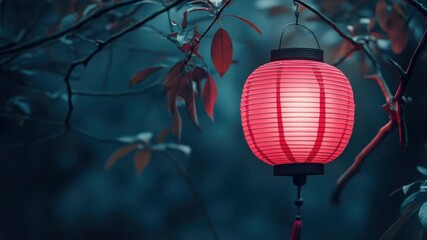 Wall Mural - Lantern Hanging from Tree Branch
