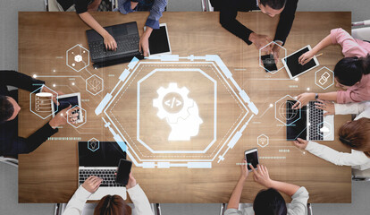Wall Mural - ai machine learning and software development for modern technology solutions. a concept of coding, d