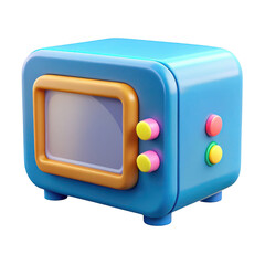 3d retro cartoon television icon with vibrant buttons and display title should be unique, creative and subject oriented
