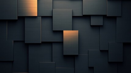 Wall Mural - Black and orange background with a black and orange square in the middle. The black and orange square is surrounded by black squares, creating a striking contrast between the two colors
