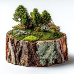 Wall Mural - Miniature Forest on a Tree Stump: Sustainable Ecosystem Concept for Eco-Friendly Living and Environmental Awareness