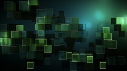 Wall Mural - green and black image of blocks with a blue background. the blocks are arranged in a way that create
