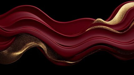 Wall Mural - red ribbon with gold glitter on it. the ribbon is long and flowing