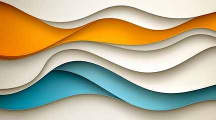 Wall Mural - series of colorful waves, with blue, orange, and white colors. the waves are arranged in a way that 