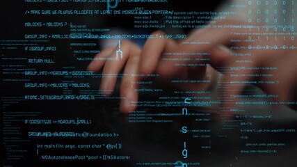 A close-up view of a hand typing on a keyboard, with abstract streams of code in focus, showcasing the intersection of technology, creativity, and modern innovation. Xenic