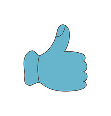 Wall Mural - groovy blue hand symbol in retro flat sticker style. pop emoji with y2k vibe, positive icon for play